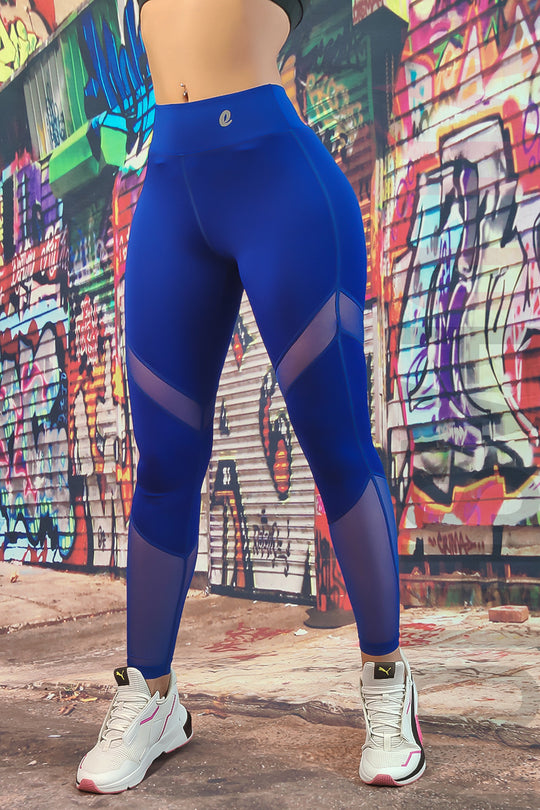Colanti sport cu talie inalta accesorizati cu plasa fina A786-4