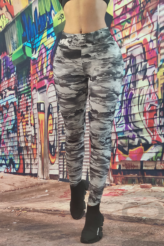 Colanti casual cu talie inalta din material elastic cu model abstract A803-100