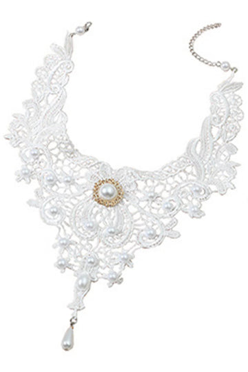 Accesoriu gat din broderie accesorizat cu perle sintetice si brosa AC247-2