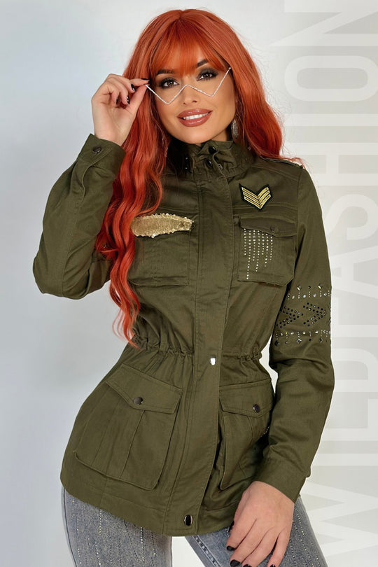 Jacheta retro cu buzunare mari si snur in talie B468RR-1218