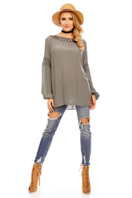 Bluza cu maneca lunga si model brodat B620-1218