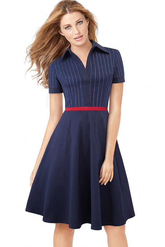 Rochie office in stil vintage cu aplicatii aurii B771-44