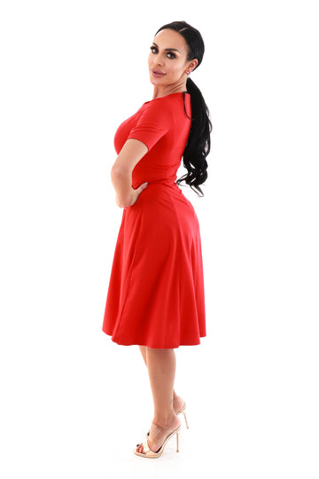 Rochie eleganta tip skater cu maneci scurte B780-3