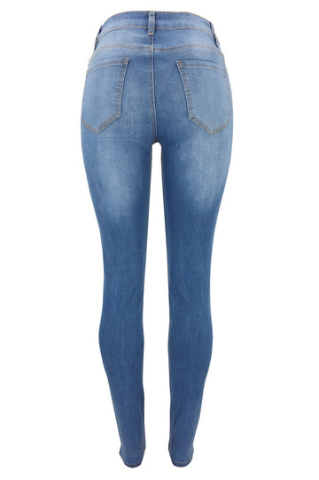 Blugi casual cu talie inalta si taieturi B814-444