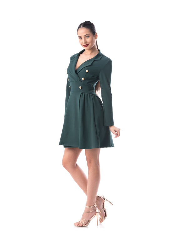 Rochie scurta accesorizata cu nasturi si maneci lungi B856-12