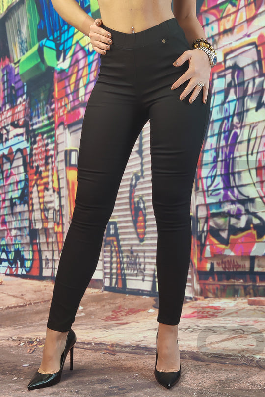 Colanti tip blugi cu talie inalta din denim elastic B895-1