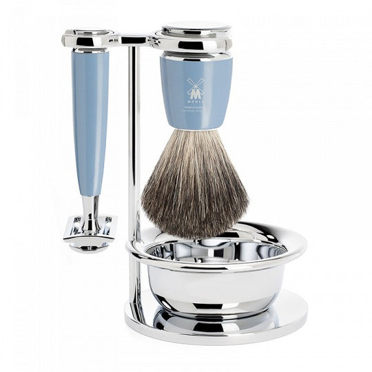 Set de barbierit: aparat ras clasic,pamatuf cu par bursuc, maner rasina S81M223SSR