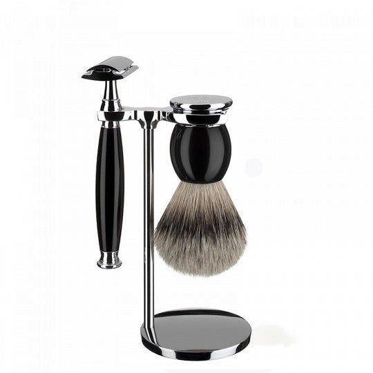 Set de barbierit: aparat ras clasic,pamatuf cu par bursuc, maner rasina S93K44SR