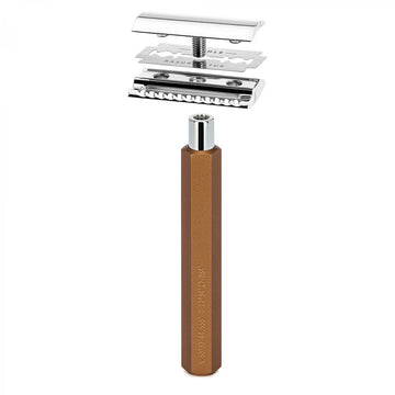 Aparat de ras clasic Safety Razor cu maner din aluminiu anodizat si piaptan inchis Muehle Hexagon R HXG BRONZE SR