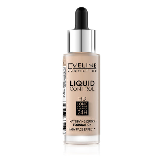 Fond de ten cu pipeta Eveline Liquid Control Light Beige Nr. 10 - 32 ml