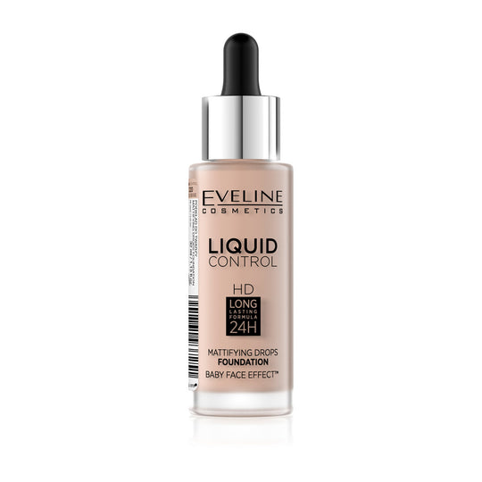 Fond de ten cu pipeta Eveline Liquid Control Rose Beige Nr. 20 - 32 ml