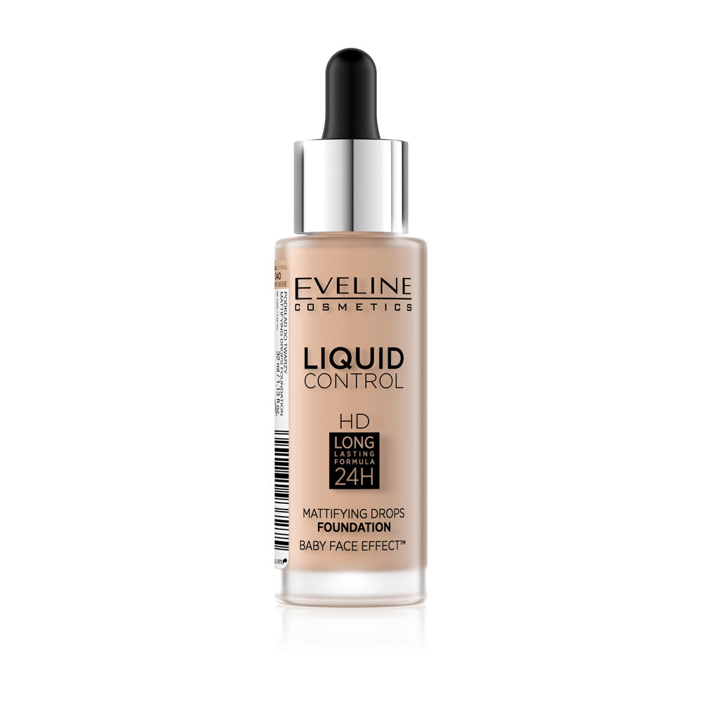Fond de ten cu pipeta Eveline Liquid Control Warm Beige Nr. 40 - 32 ml