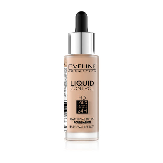 Fond de ten cu pipeta Eveline Liquid Control Warm Beige Nr. 40 - 32 ml