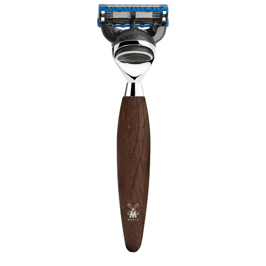 Aparat de ras compatibil Gillette Fusion si maner din lemn de stejar de mlastina R 873 F