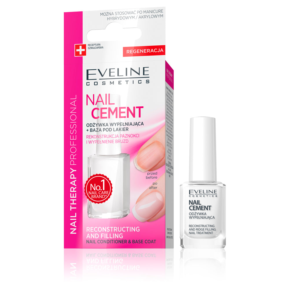 Tratament intarire unghii Eveline Nail Therapy Cement Conditioner and Base Coat 12 ml