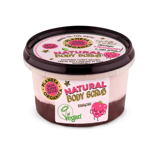 Scrub de corp Skin Super Good Organic Strawberry and Chia Seeds 250 ml