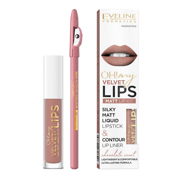Kit ruj lichid Eveline Oh! My Velvet Lips si Lip Liner Cookie Milkshake Nr. 11 4.5 ml