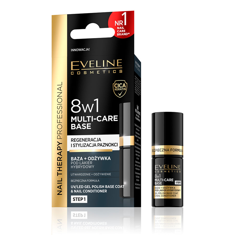 Tratament de unghii Eveline 8 in 1 UV/Led Gel Polish Base Coat and Nail Conditioner 5 ml