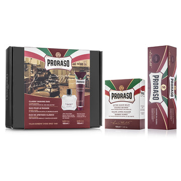 Set de barbierit cu after shave balsam si crema de barbierit Proraso Sandalwood Duo Pack