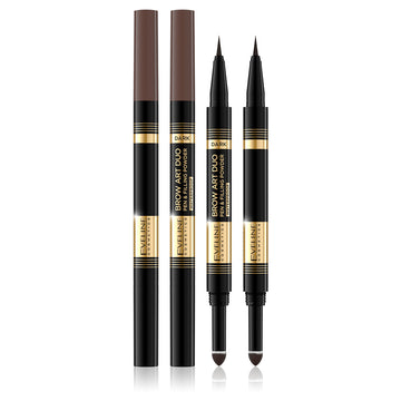 Creion pentru sprancene Eveline Brow Art Duo 2 in 1, Dark