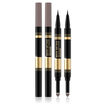 Creion pentru sprancene Eveline Brow Art Duo 2 in 1, Medium