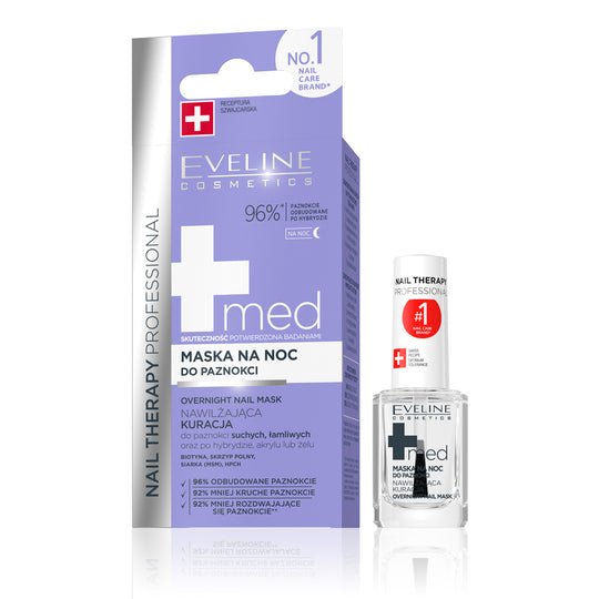 Tratament-masca pentru unghii Eveline MED+ Overnight Nail Mask 12 ml