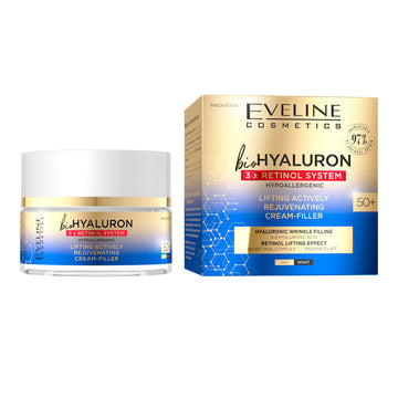 Crema de zi si noapte lifting si intinerire Eveline BioHyaluron 3XRetinol System 50+ 50 ml