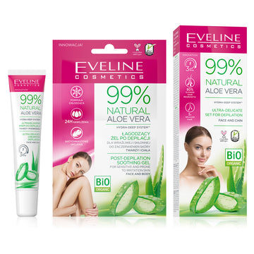 Set pentru depilare ultra delicata a fetei si barbiei Eveline 99% Natural Aloe Vera cu HYDRA-DEEP SYSTEM