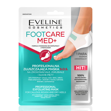 Masca pentru exfoliere profesionala bataturi, calcaie cu piele dura si uscata Eveline Foot Care Med+