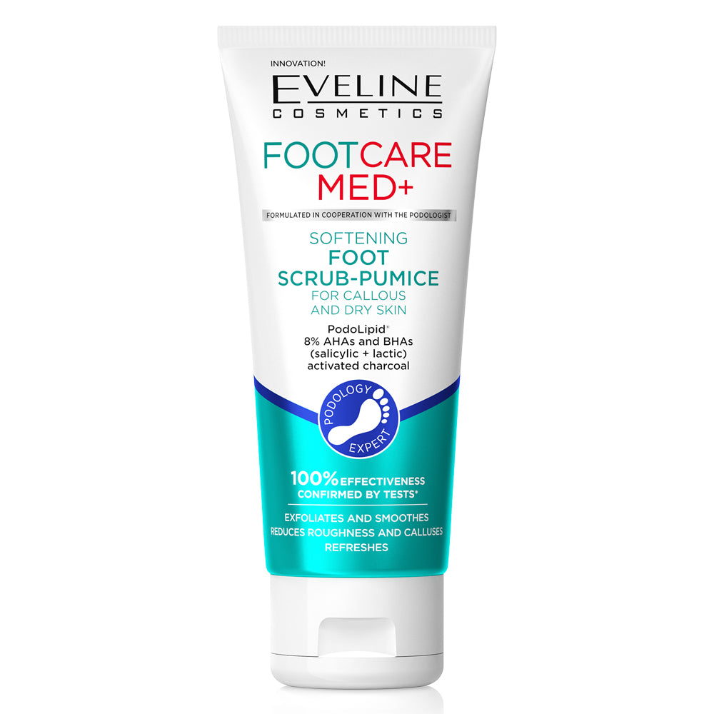 Scrub catifelant pentru pielea uscata a picioarelor si cu bataturi Eveline Foot Care Med+ 100 ml