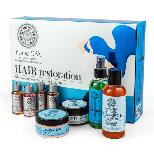 Set pentru ingrijirea parului Natura Siberica Home Spa Programme 4 PASI+4 FAZE