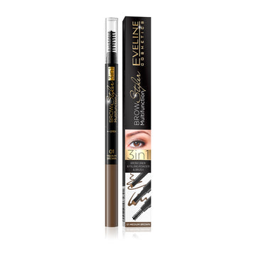 Creion multifunctional pentru sprancene Eveline Brow Styler 3in1 01 Medium Brown