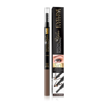 Creion multifunctional pentru sprancene Eveline Brow Styler 3in1 02 Dark Brown