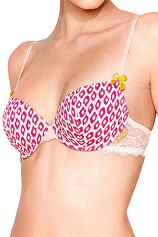 Sutien casual cu imprimeu colorat si dantela BeeHot 45292 WHPM BED221