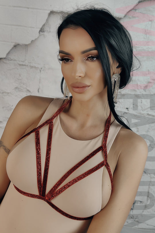 Ham fetish tip sutien din benzi elastice stralucitoare BRA287RR-81