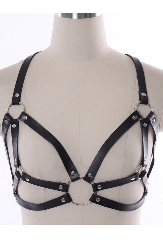 Sutien fetish cu curele din piele ecologica BRA302-1