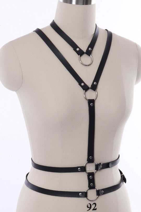 Lenjerie tip ham cu curele din piele ecologica BRA303-1