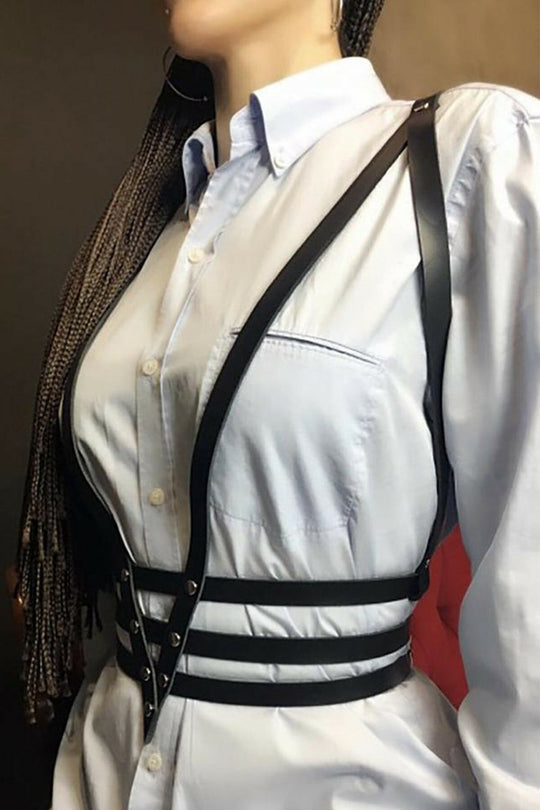 Ham din imitatie piele cu nituri si catarame reglabile BRA324-1