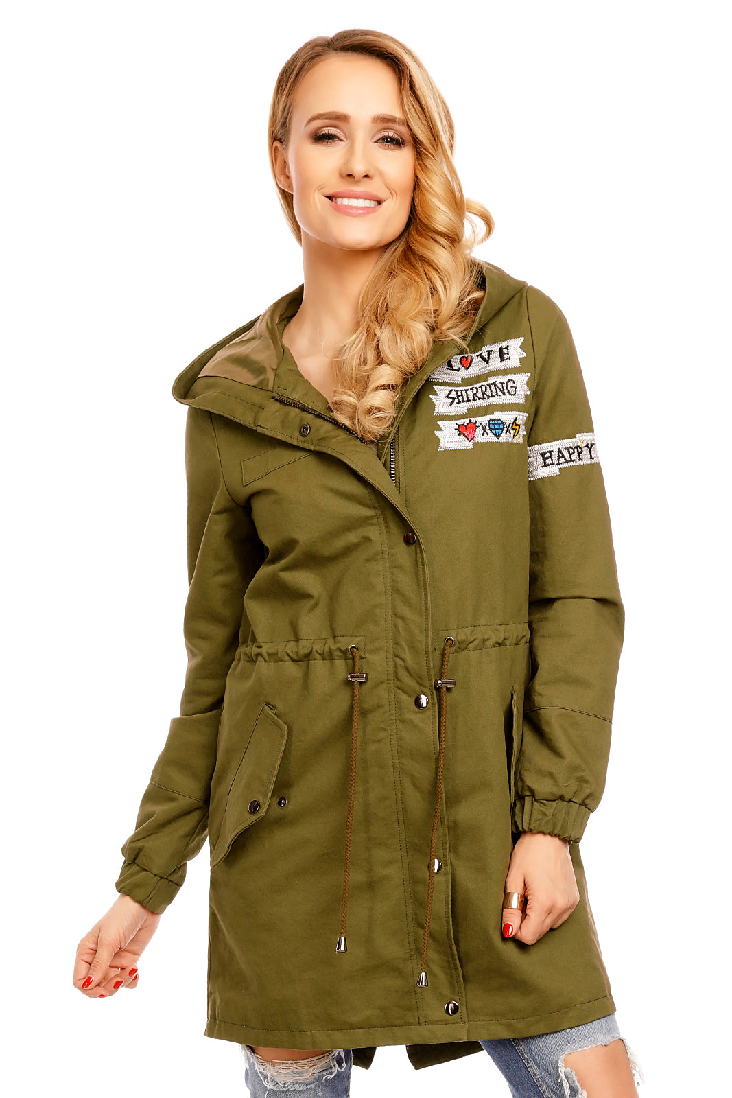 Jacheta de toamna cu buzunare mari si capse C536-1218