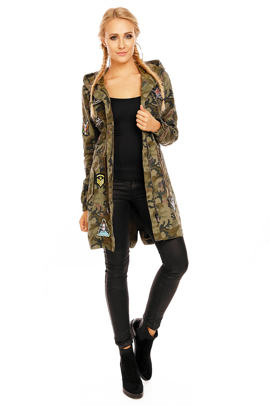 Jacheta tip army accesorizata cu stickere colorate C550-120