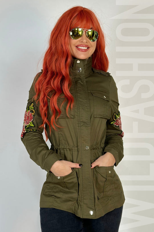 Jacheta vintage accesorizata cu broderie florala C551RR-14