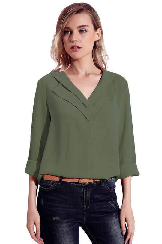 Bluza eleganta cu maneci lungi si decolteu in V C591-12