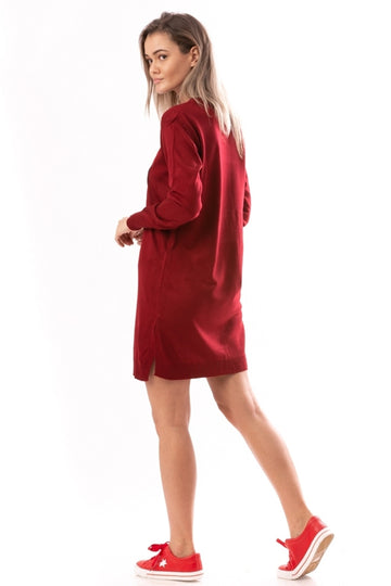 Rochie casual cu text inscriptionat si maneci lungi C645-81