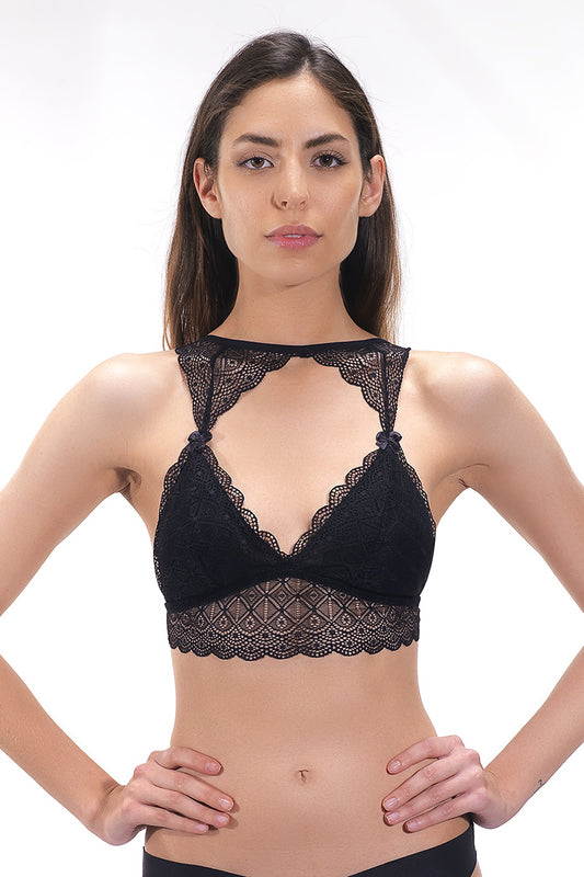 Sutien tip bralette din dantela cu cupe din burete C739-1