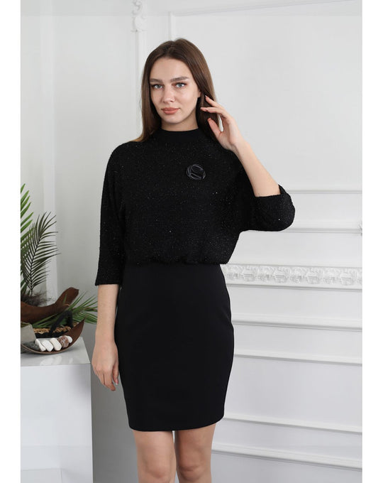 Rochie scurta casual/elegant cu fir lucios si paiete C760-1