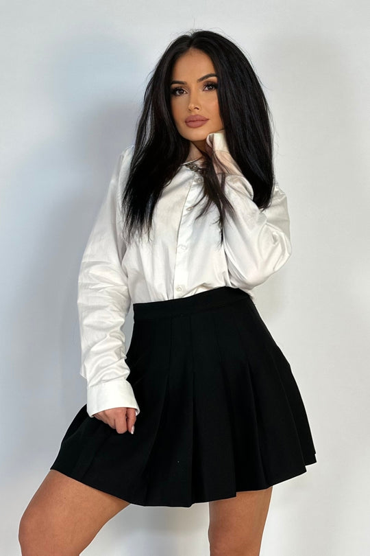 Fusta scurta casual cu talie inalta si pliuri C792-1