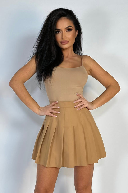 Fusta scurta casual cu talie inalta si pliuri C792-8