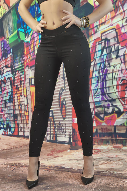 Colanti tip blugi cu talie inalta din material elastic C809-1