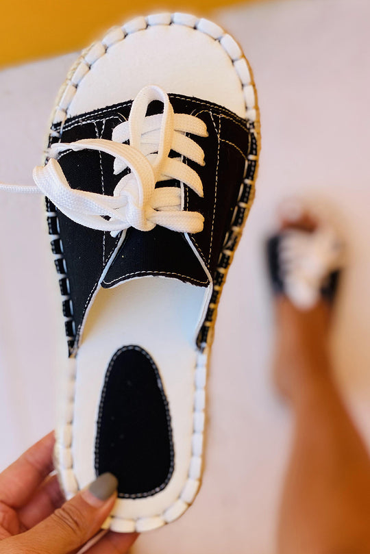 Slapi tip sandale model tenis din panza cu siret CH4-1