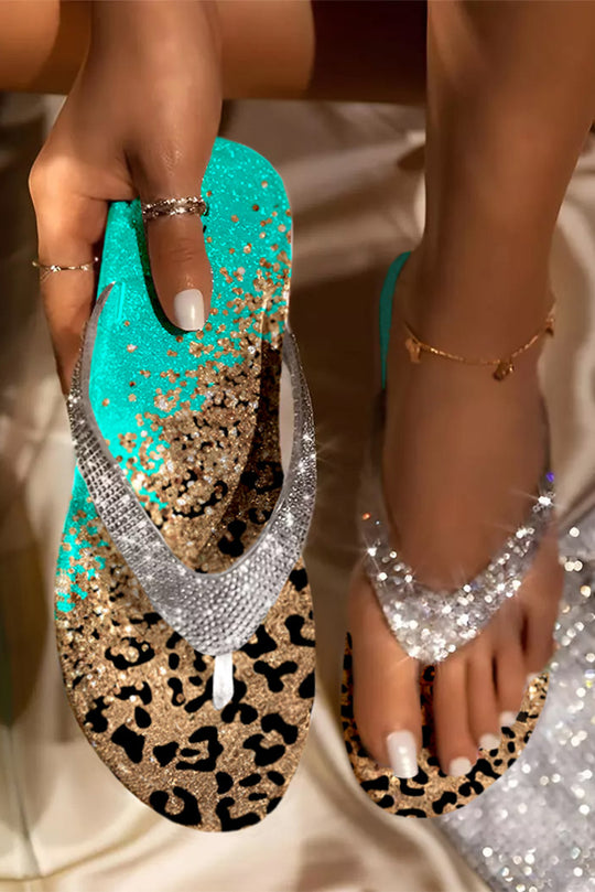 Slapi fashion cu strasuri si print leopard CH62-9912